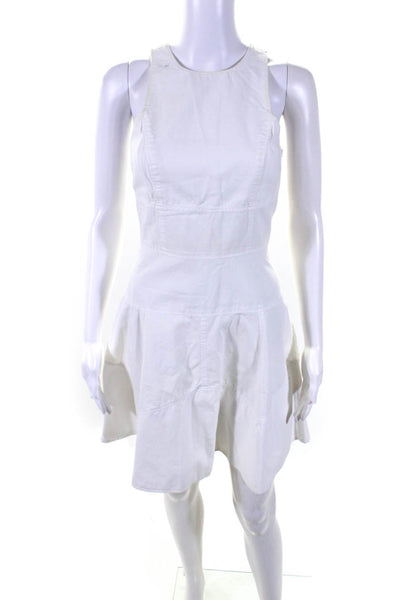 A.L.C. Womens Cotton Darted Back Zip Sleeveless Fit & Flare Dress White Size 6