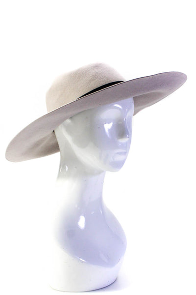 Maison Michel Womens Strapped Slip-On Wide Brim Sun Hat Beige Size L