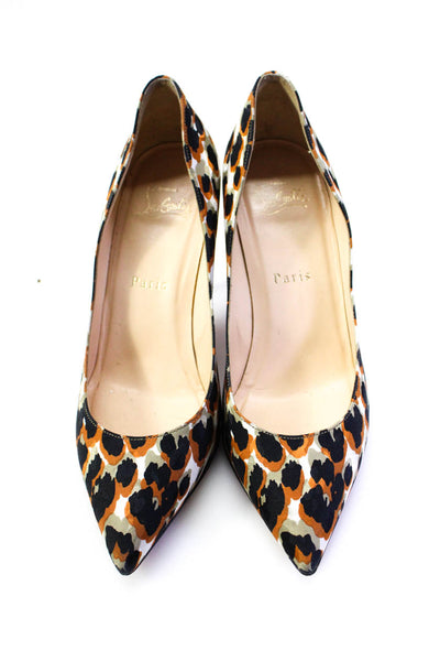 Christian Louboutin Womens Animal Print Stiletto Heels Pumps Orange Size EUR36.5