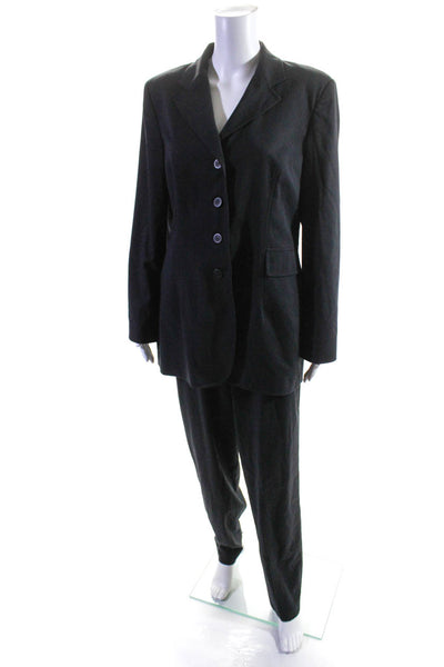 Saks Fifth Avenue Womens Collared Darted Buttoned Blazer Pants Set Black Size 12