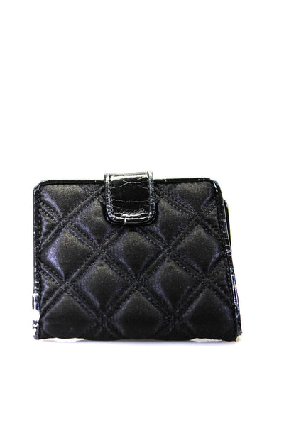 Jacobs By Marc Jacobs Womens Quilted Snap Closure Faux Leather Card Wallet Black