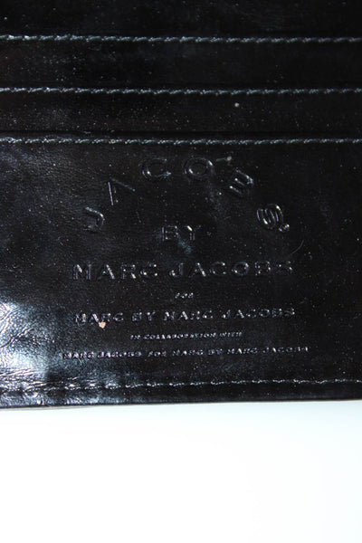 Jacobs By Marc Jacobs Womens Quilted Snap Closure Faux Leather Card Wallet Black
