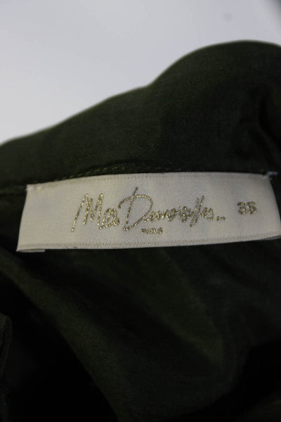 Mes Demoiselles Womens Silk Button Down Long Sleeves Blouse Green Size EUR 36