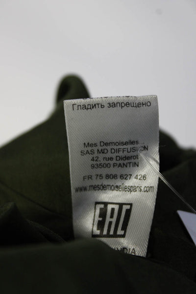 Mes Demoiselles Womens Silk Button Down Long Sleeves Blouse Green Size EUR 36