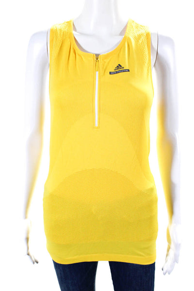 Adidas by Stella McCartney Womens Quarter Zip Athletic Tank Yellow Size M