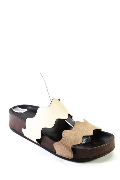 Chloe Womens Asymmetrical Strapped Colorblock Platform Sandals Brown Size EUR38