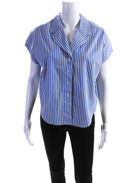 Bellerose Womens Striped Button Down Shirt Blue White Cotton Size 0