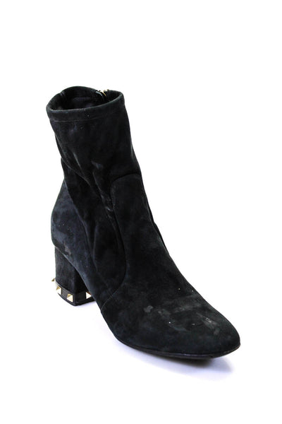 Valentino Garavani Womens Suede Rockstud Ankle Boots Black Size 40 10
