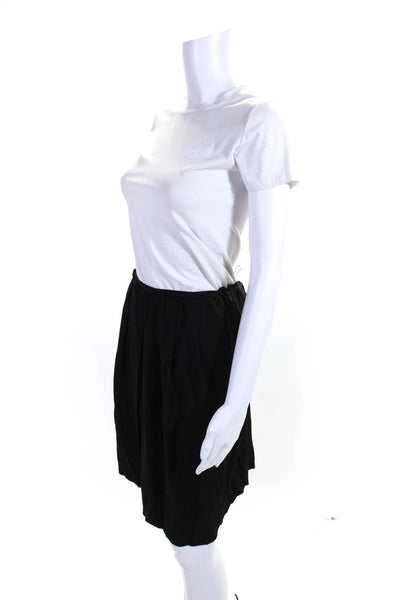 Prada Womens Solid Black Pleated Knee Length Pencil Skirt Size 46