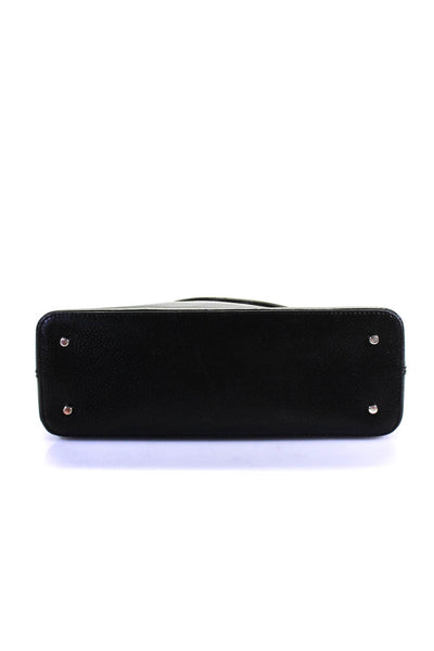 Kate Spade New York Grained Leather Two-Tone Domed Satchel Handbag Ivory Black