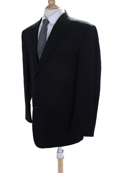 Hickey Freeman Men's Long Sleeves Lined Two Button Jacket Black Size 46
