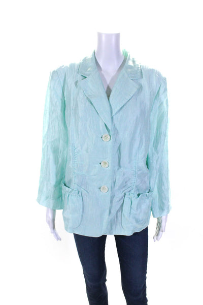 Lafayette 148 New York Womens Long Sleeves Lined Three Button Blazer Blue Size M