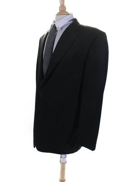 Hickey Freeman Men's Long Sleeve Collared Two Button Lined Jacket Black Size 42