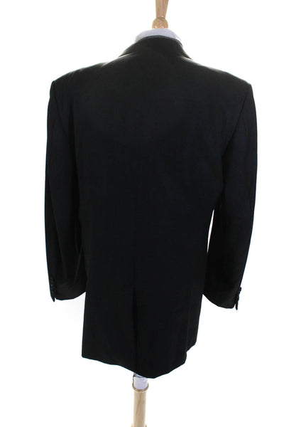 Hickey Freeman Men's Long Sleeve Collared Two Button Lined Jacket Black Size 42