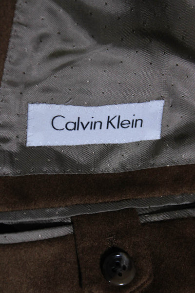 Calvin Klein Men's Collared Long Sleeves Lined Three Button Blazer Brown Size 44