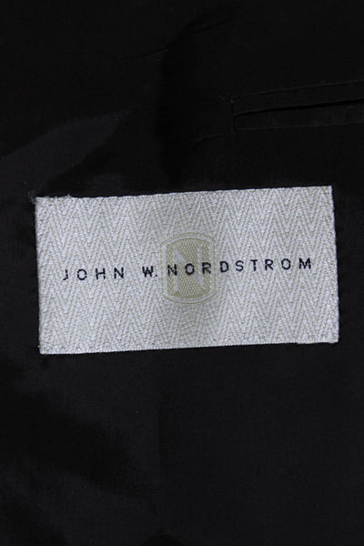 John W. Nordstrom Mens Plaid Two Button Blazer Jacket Black Size 44