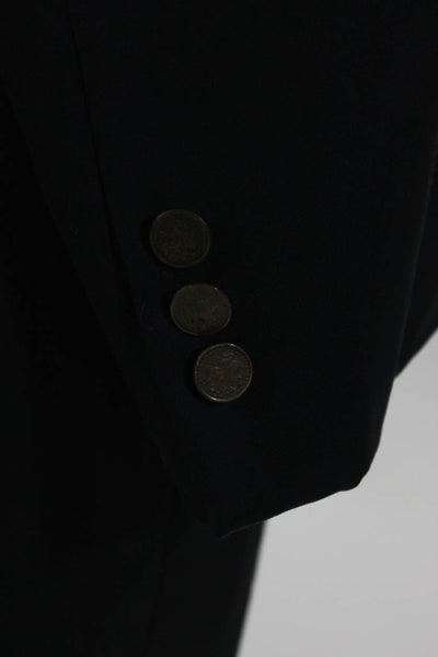 Hickey Freeman Mens Two Button Blazer Jacket Black Wool Size 46 Long