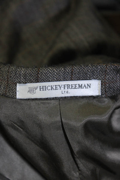 Hickey Freeman Mens Striped Two Button Blazer Jacket Gray Wool Size 42 Long
