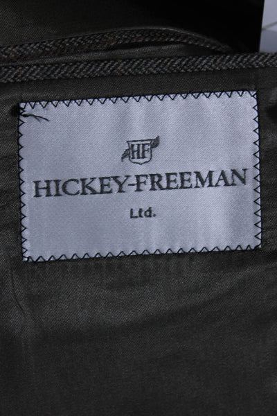 Hickey Freeman Mens Striped Two Button Blazer Jacket Gray Wool Size 42 Long