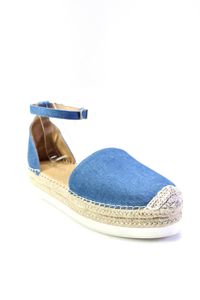 Schutz Womens Denim Platform Ankle Strap Espadrille Sandals Blue Size 9.5