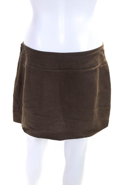 Milly Of New York Womens Brown Linen Layered Embellished High Rise Shorts Size 6