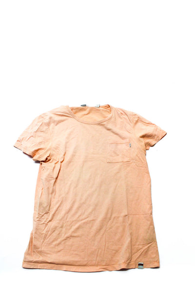 Scotch & Soda Mens Cotton Short Sleeve Shirts Tops White Orange Size L Lot 2
