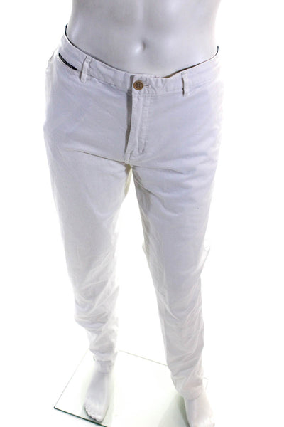 Scotch & Soda Mens Cotton Mid-Rise Straight Leg Stuart Trousers White Size 34