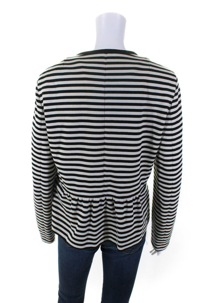 Akris Punto x Bergdorf Goodman Womens White Black Striped Zip Jacket Size 10