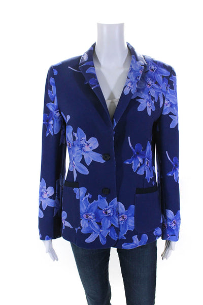 Atelier Crump Womens Brown Floral Print Two Button Long Sleeve Blazer Size M