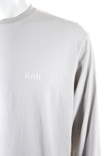 Kith Mens Cotton Graphic Long Sleeve Pullover Round Neck Top Gray Size M