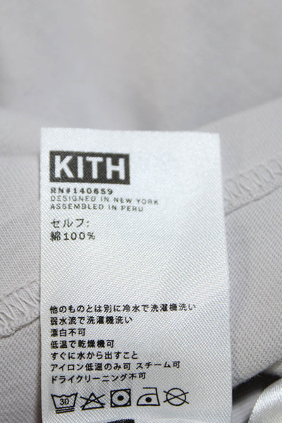 Kith Mens Cotton Graphic Long Sleeve Pullover Round Neck Top Gray Size M