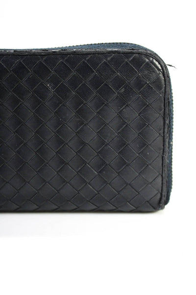 Bottega Veneta Womens Black Leather Woven Intrecciato Zip Long Wallet