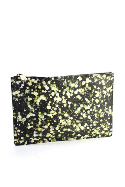 Givenchy Womens Black White Floral Print Zip Flat Clutch Bag Handbag