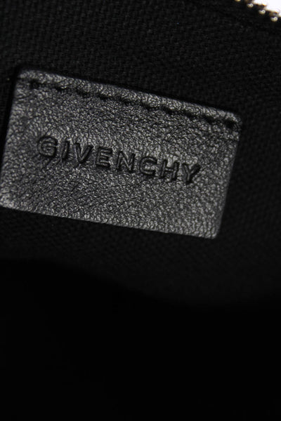 Givenchy Womens Black White Floral Print Zip Flat Clutch Bag Handbag