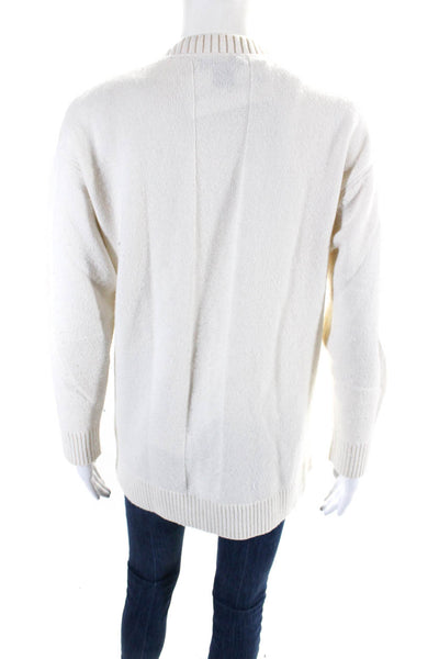 Club Monaco Womens Button Front V Neck Oversized Cardigan Sweater White Small