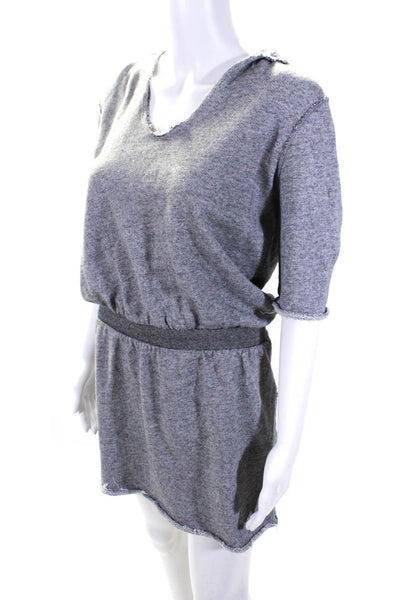 ATM Womens Cotton Terry Short Sleeve Hooded Mini Blouson Dress Light Gray Size M