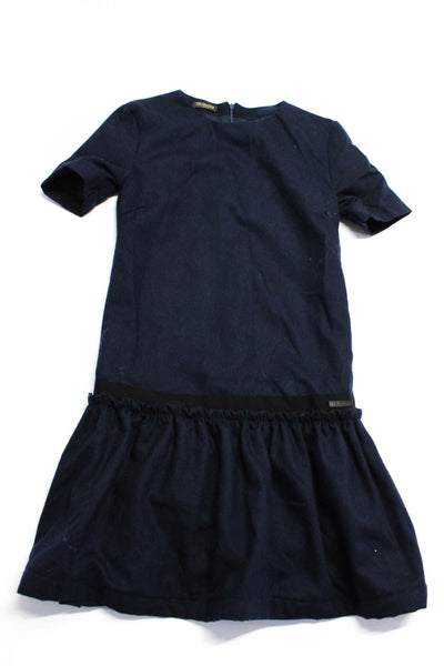 Trussardi Childrens Girls Short Sleeves A Line Dress Navy Blue Size 14