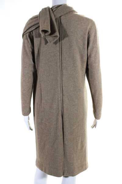 Oscar de la Renta Womens Wool Long Sleeve Mini Shift Sweater Dress Brown Size M