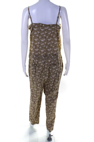 Marc By Marc Jacobs Womens Floral Spaghetti Strap Jumpsuit Tan White Size M