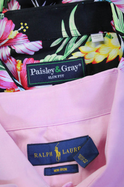 Ralph Lauren Men's Long Sleeves Button Down Shirt Pink Purple Size 16.5 Lot 3