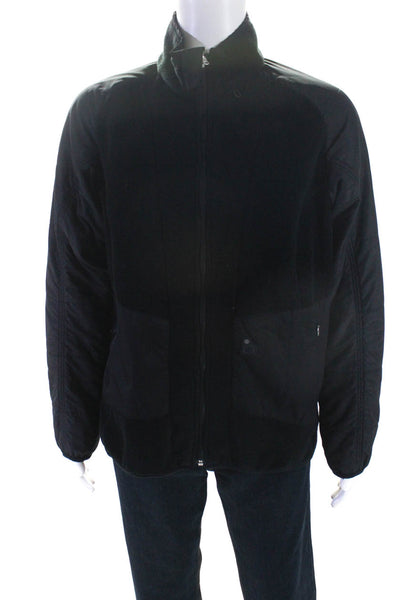 Fire + Ice Mens Solid Black Fleece Mock Neck Zip Long Sleeve Jacket Size XL