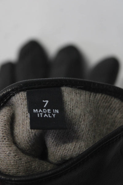 Designer Womens Dark Brown Genuine Leather Gloves Size 7