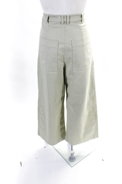 Proenza Schouler Womens Cotton Pleated High-Rise Wide Leg Pants Green Size 4
