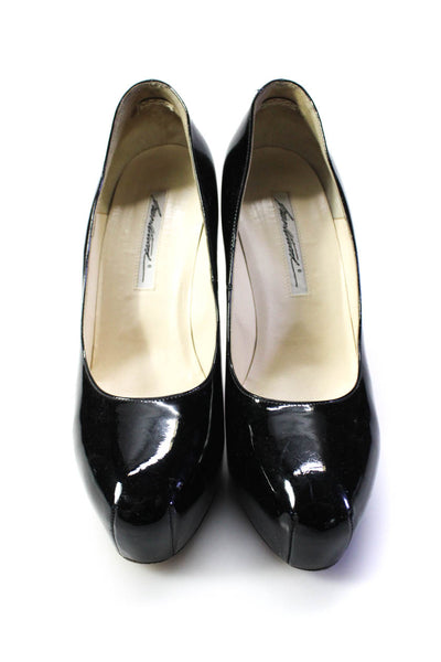 Brian Atwood Womens Patent Leather Round Toe Platform Heels Black Size 39.5 9.5