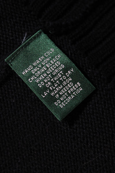 Lauren Ralph Lauren Womens Collared Long Sleeves Ribbed Hem Sweater Black Size M