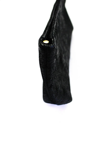 Ted Rossi Womens Black Reptile Skin Print Textured Long Slim Clutch Handbag