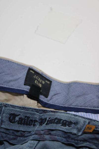 J Crew Tailor Vintage Mens Khaki Shorts Beige Blue Cotton Size 38 Lot 2