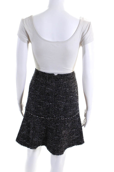 Chanel 04 A Womens Tweed A Line Trumpet Skirt Black Brown Wool Size EUR 36