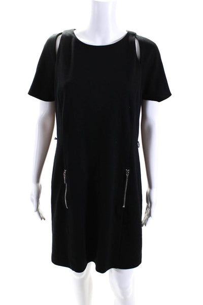 Michael Michael Kors Womens Short Sleeves Knee Length Dress Black Size 12