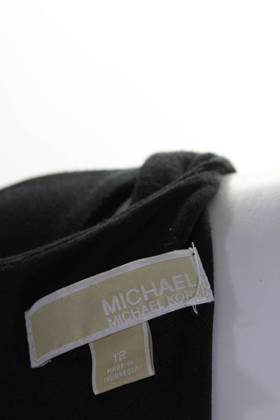 Michael Michael Kors Womens Short Sleeves Knee Length Dress Black Size 12